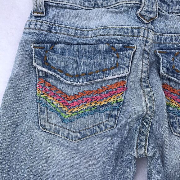 LEI Women Sz 5 Flare Bootcut Low Rise Jeans VTG Y2K Rainbow 90s grunge boho - Picture 5 of 13